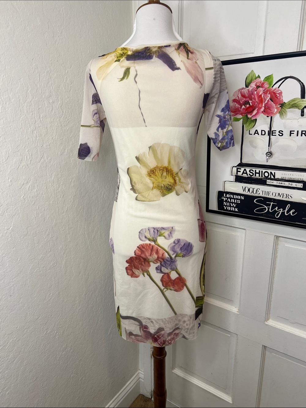 Ganni Cream Floral Mesh Dress RTM - Picture 6 of 10